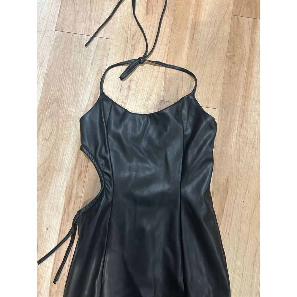Meshki Siobhan Cut Out Faux leather Midi Dress Black - Picture 5 of 9